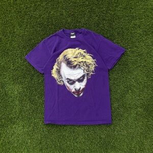 Vintage Joker Face Graphic T-Shirt Batman Dark Knight Movie Promo Tee Size Small